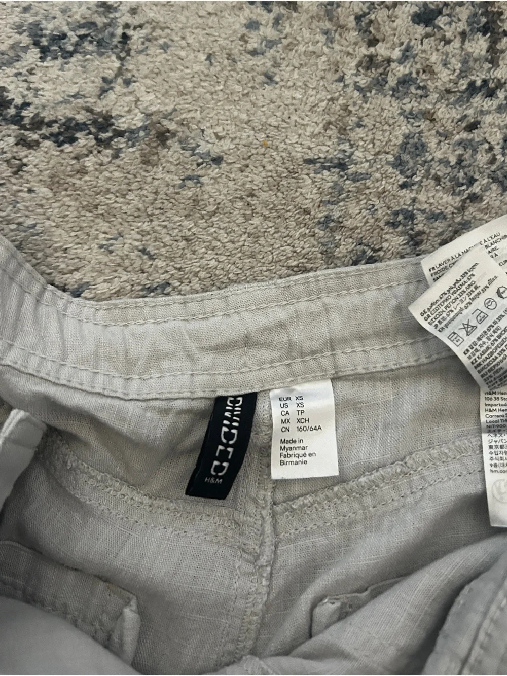 H&M Light Gray Linen-Blend Drawstring Pants